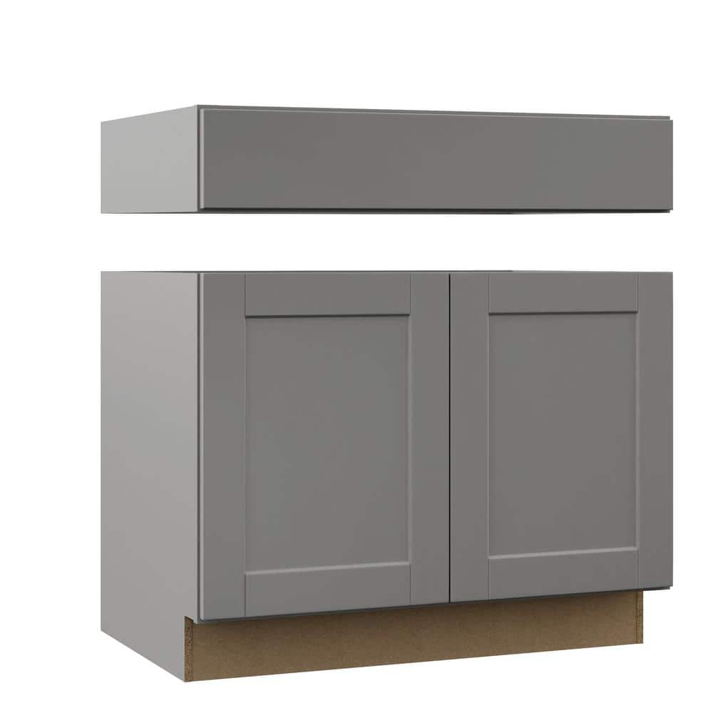 Hampton Bay Shaker 36 in. W x 24 in. D x 34.5 in. H Assembled Sink Base Kitchen  Cabinet in Dove Gray KSB36-SDV - The Home Depot