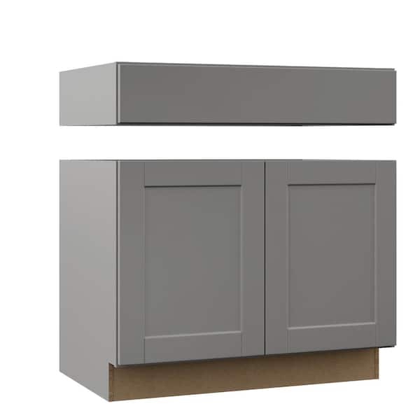 Hampton Bay Shaker Assembled 36x34.5x24 in. Accessible ADA Sink Base Kitchen Cabinet in Dove Gray