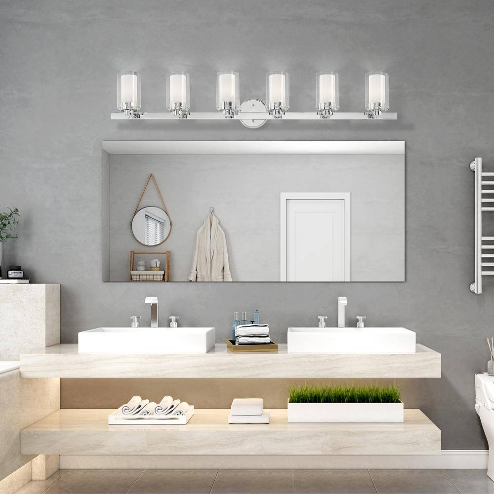 Polished Chrome 6-Light Vanity Light with Opal Glass Shades