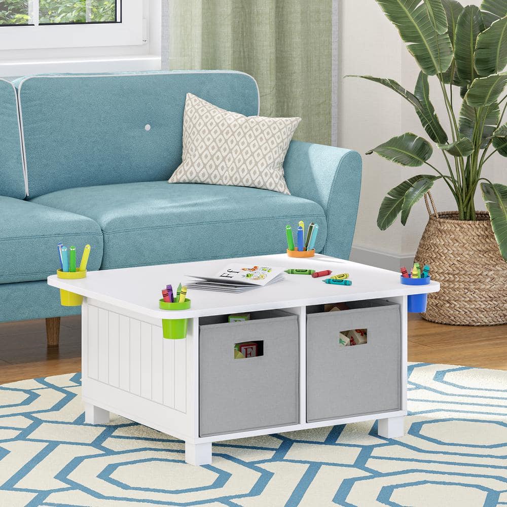 UPC 840236302574 product image for Kids Desk and Art Activity Table with 4-Storage Cubbies and 4-Removable Storage  | upcitemdb.com