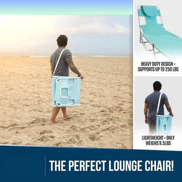 ITOPFOX Beach Teal Aluminum Folding Beach Chair HDPH033OT007