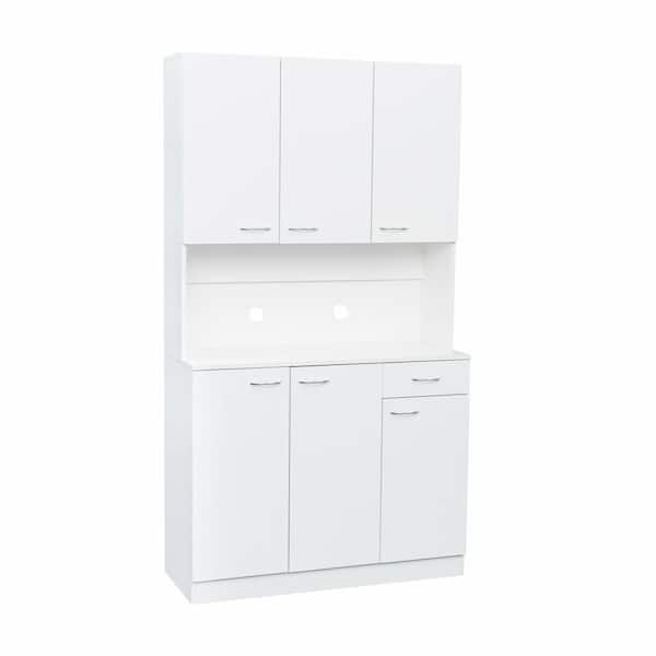 Unbranded White Armoire Storage Cabinet With 6-Doors（70.87 in.H x 39.37 in.W x 9.84 in.D ）