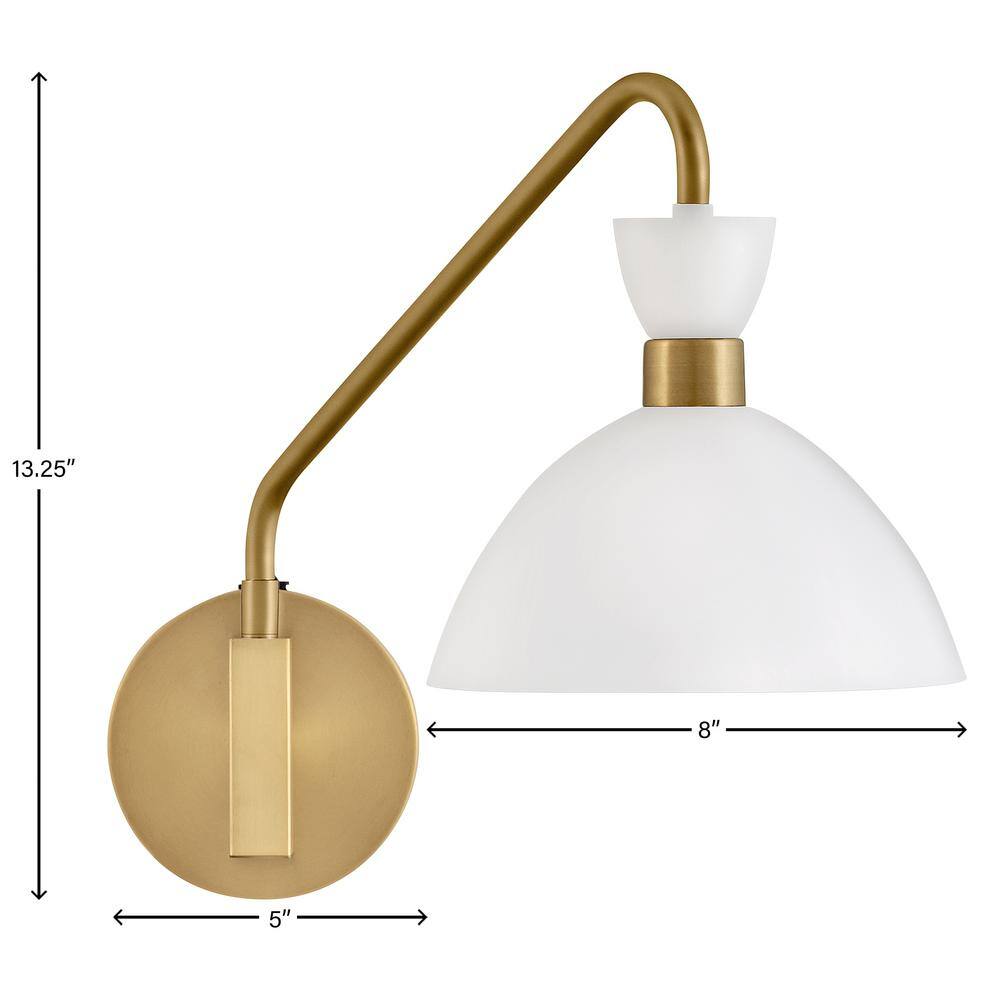 Simon Matte White & Heritage Brass Adjustable 1-Light Sconce