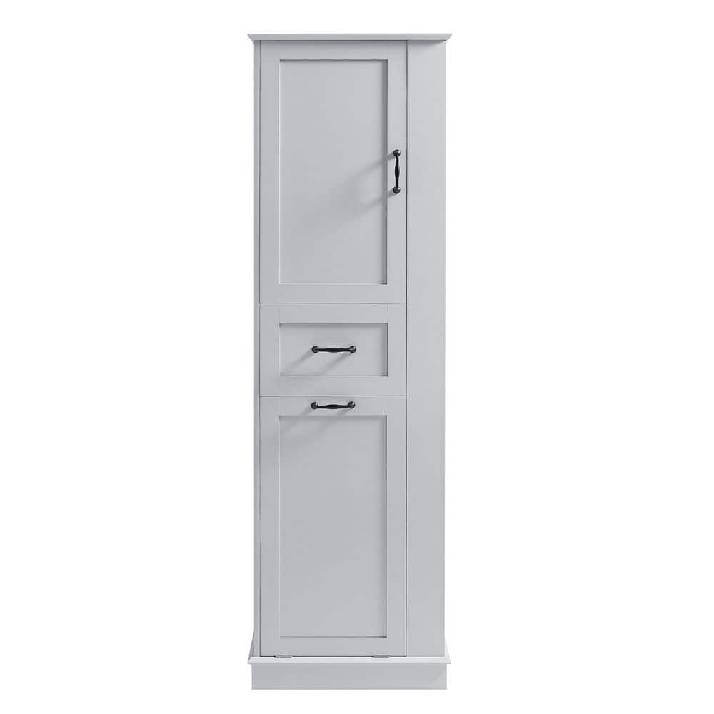 20.3 in. W x 13.8 in. D x 67.8 in. H Gray Tall Linen Cabinet with Tilt-Out Basket, 1-Drawer and 1-Door
