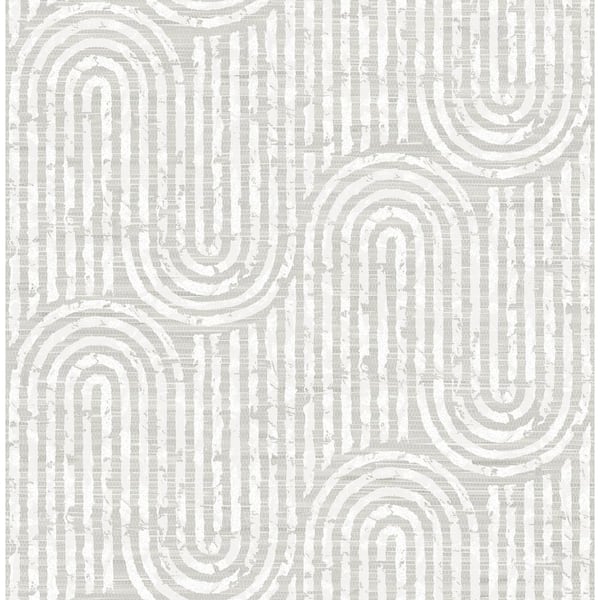 SCOTT LIVING Trippet White Bone Zen Waves Wallpaper Sample