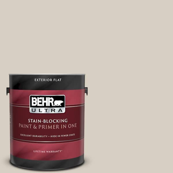 BEHR ULTRA 1 gal. #UL170-10 Aged Beige Flat Exterior Paint and Primer in One