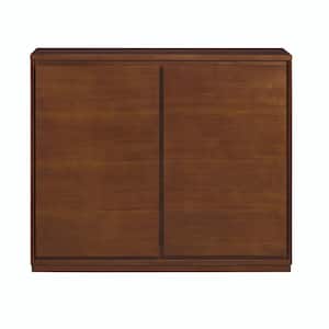 39 in. W x 9.25 in. D x 36.63 in. H Brown Wood Linen Cabinet with 2-Doors and 2-Outlet Holes