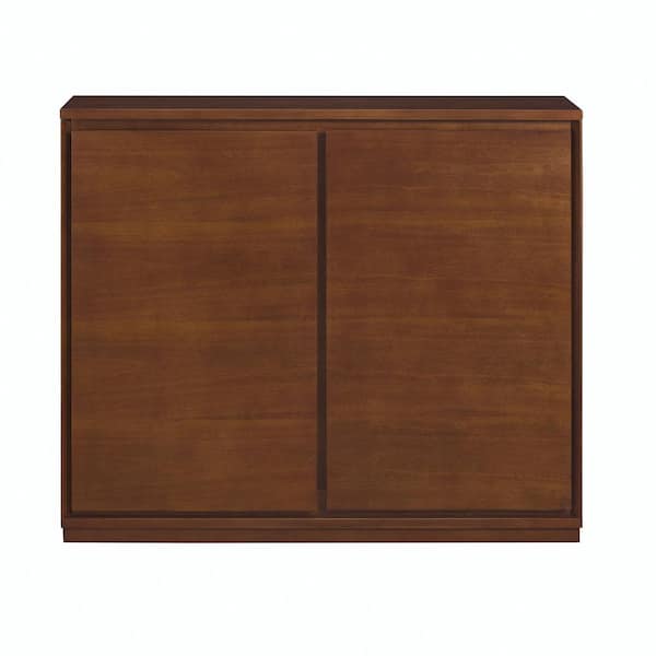 39 in. W x 9.25 in. D x 36.63 in. H Brown Wood Linen Cabinet with 2 ...