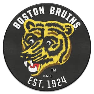 NHL Retro Boston Bruins Black 2 ft. Round Area Rug