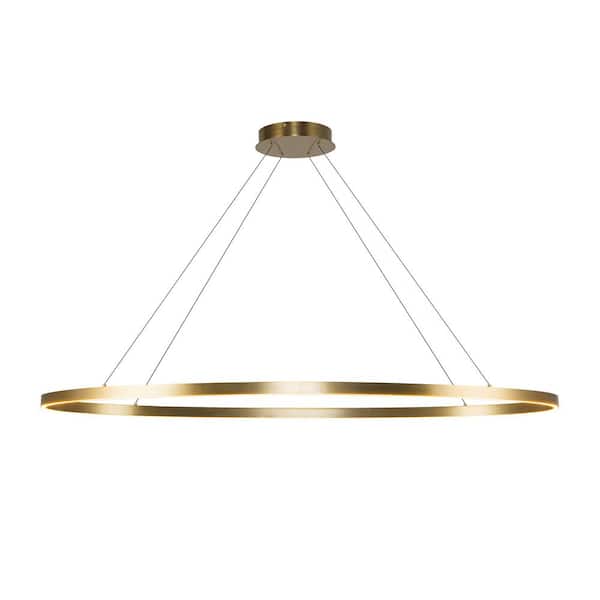 Ovale 53 in. 1 Light Brushed Gold Integrated LED Pendant Light