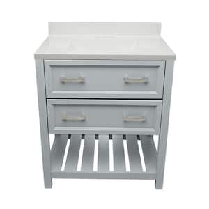 Tremblant 31 in. W x 22 in. D x 36 in. H Bath Vanity in Gray with White Cultured Marble Top with Backsplash