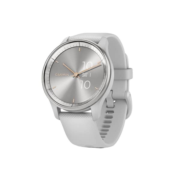 vivomove Trand Hybrid Smartwatch with Stainless Steel Bezel and Silicone Band 1.6 x. 47 in Silver