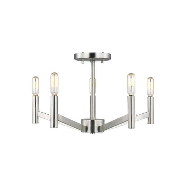 Generation Lighting Vector 18 in. 5-Light Brushed Nickel Semi-Flush Mount