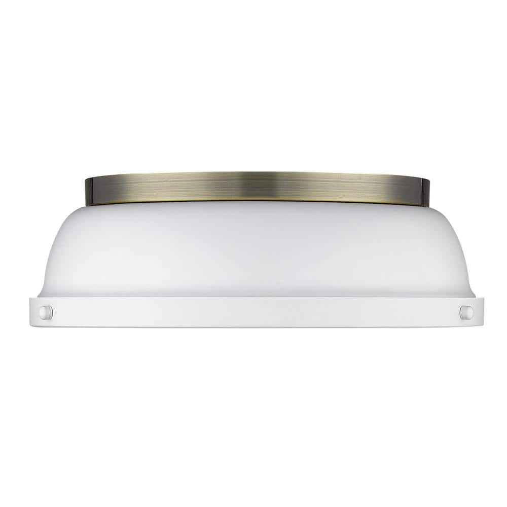Duncan 14'' Aged Brass and Matte White Flush Mount