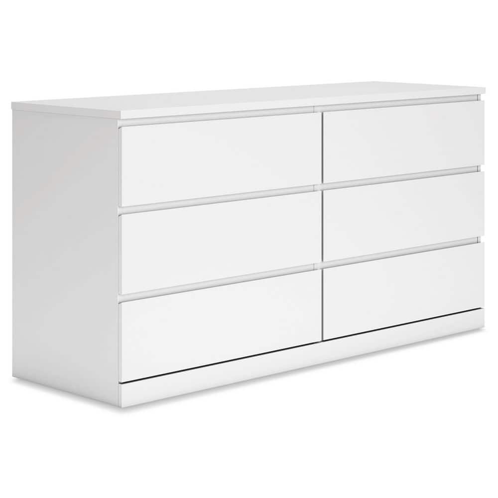 White Modern 6-Drawer Dresser with Ball Bearing Glides
