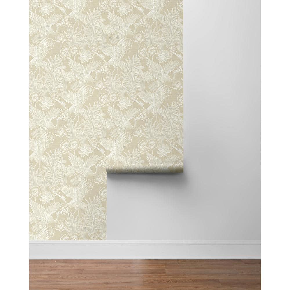 Sand Floral Heron Self-Adhesive Vinyl Wallpaper