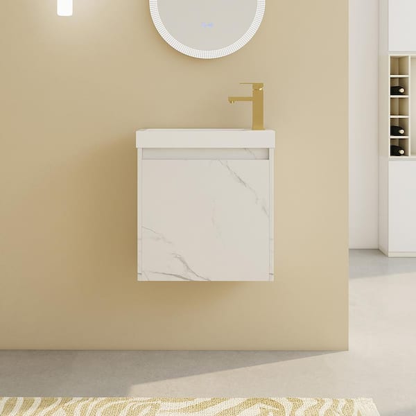 Staykiwi 20 in. W x 10 in. D x 21.5 in. H Single-Sink Floating Bath Vanity in White with White Resin Sink