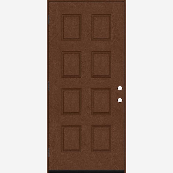 Steves & Sons Regency 36 in. x 80 in. 8-Panel RHOS Chestnut Stain Mahogany Fiberglass Prehung Front Door