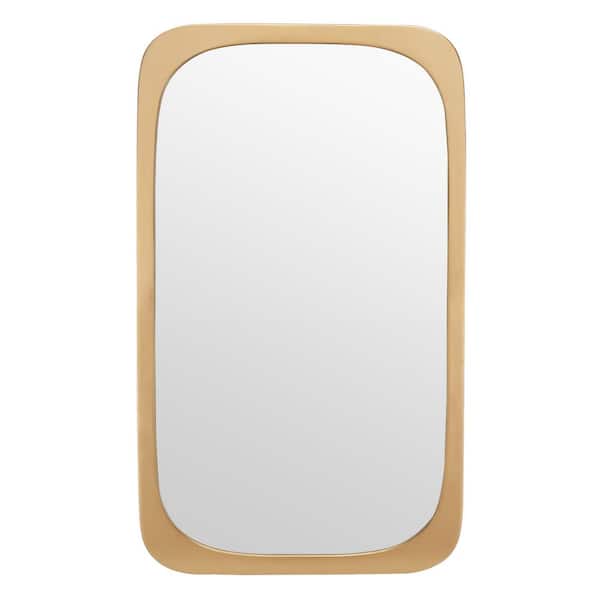 SAFAVIEH Bramwell 21 in. W x 36 in. H Iron Rectangle Modern Gold Wall Mirror