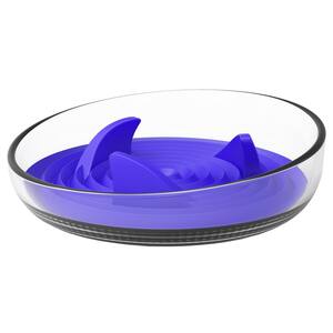 12 oz. Cirlicue' Shark Fin Shaped Modern Slow Feeding Pet Bowl in Blue