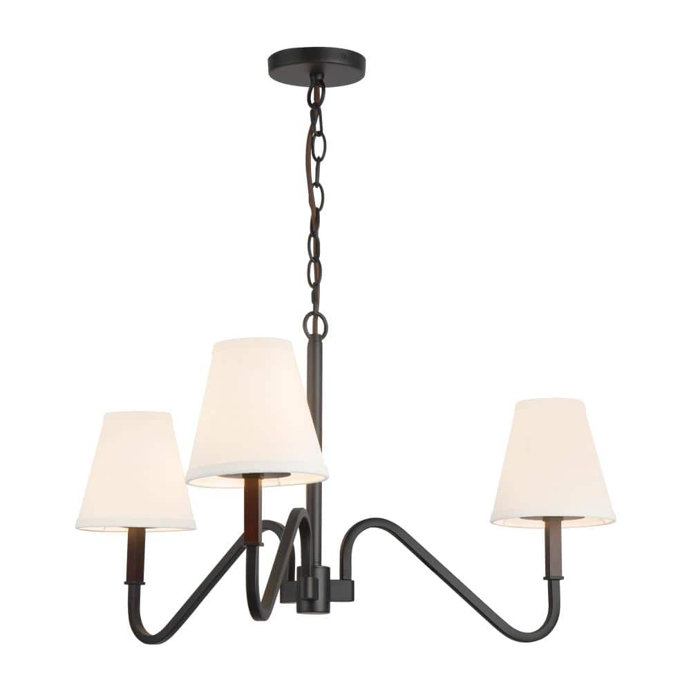 Sloan 30-in Matte Black Chandelier with White Linen Shade price history on PriceWatchPro