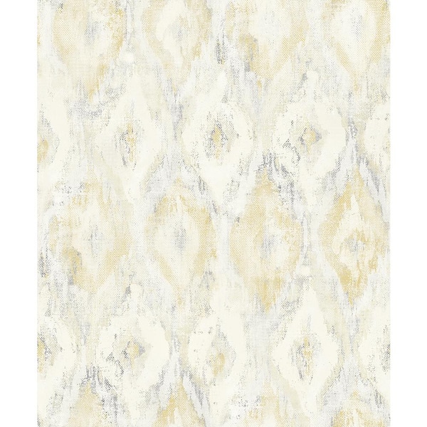 Advantage Gilboa Yellow Ikat Mint Wallpaper Sample