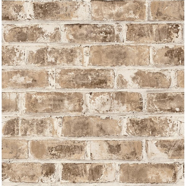 Brewster Jomax Neutral Warehouse Brick Paper Non-Pasted Wallpaper Roll (Covers 56.4 Sq. Ft.)