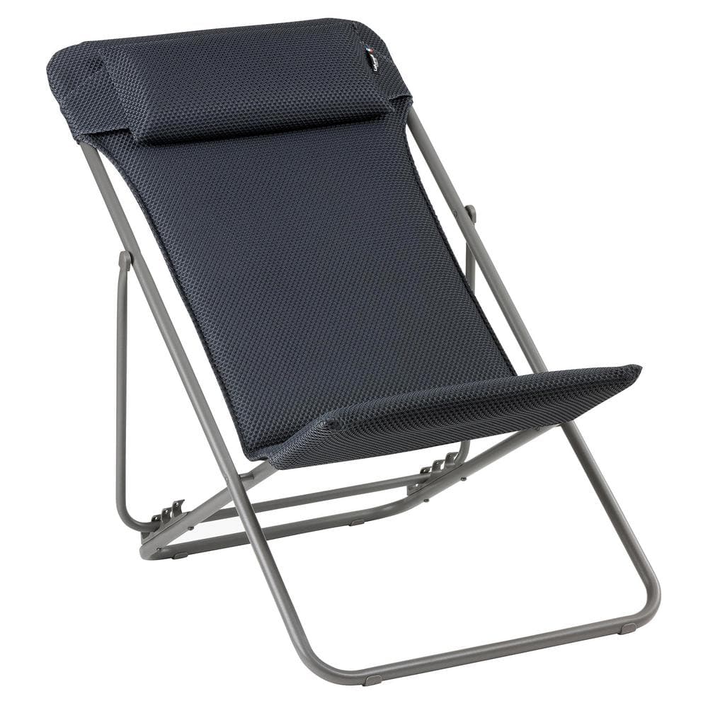 Lafuma Maxi Transat Plus Gray Ultra Compact Foldable Outdoor Recliner Chair in. Dark Gray -  LFM5219-8902
