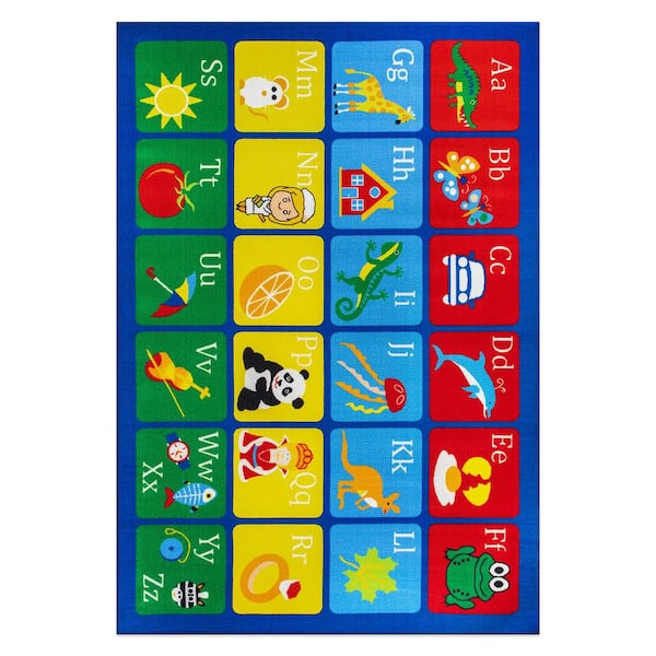 World Rug Gallery Kids Alphabet Multi 7 ft. 10 in. x 10 ft. Educational Learning Non Slip Area Rug