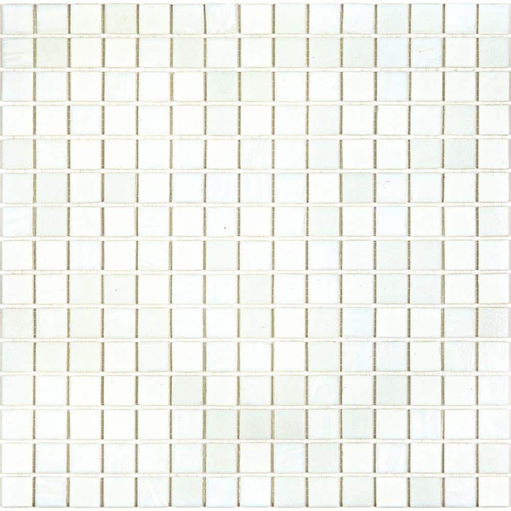 Pearl White 12" x 12" Iridescent Glass Mosaic Tile