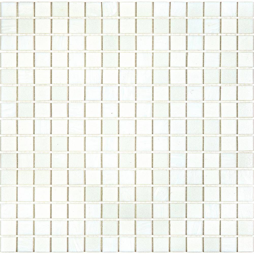 Pearl White 12" x 12" Iridescent Glass Mosaic Tile