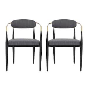 Boise Charcoal and Black Fabric Upholstered Dining Chairs (Set of 2)