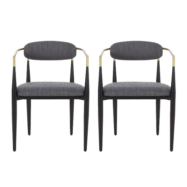 Francie Charcoal and Walnut Upholstered Dining Chairs (Set of 2) 10814 -  The Home Depot