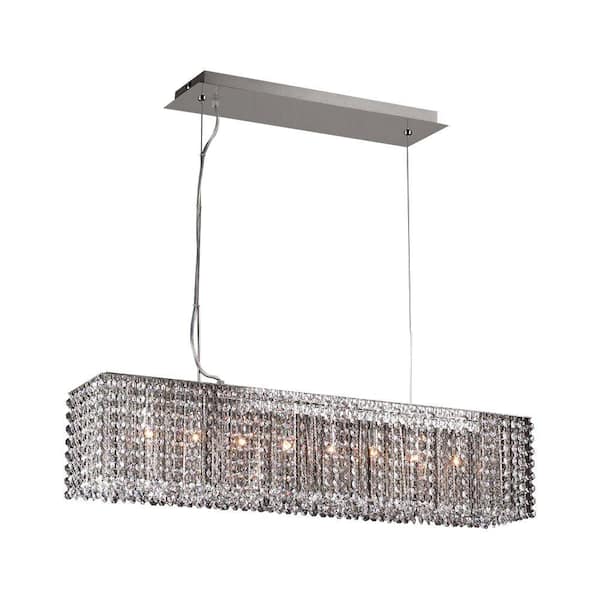 PLC Lighting 8-Light Polished Chrome Pendant with Clear Glass Shade