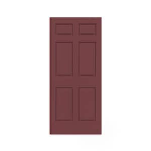 30 in. x 80 in. Maroon Stained Composite MDF 6 Panel Interior Door Slab For Pocket Door