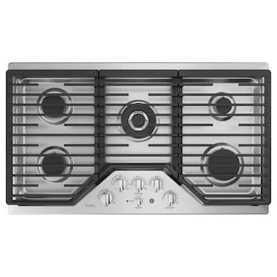 Profile 36 in. Gas Cooktop in Stainless Steel with 5 Burners with Rapid Burners