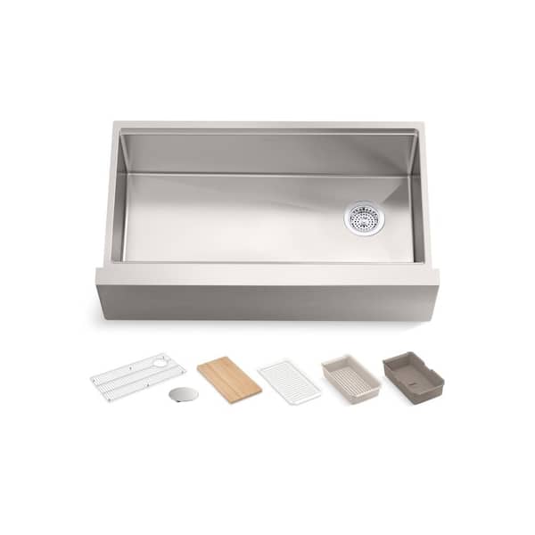 Strive 35-1/2 in. Undermount Single Bowl Stainless Steel Workstation Kitchen Sink