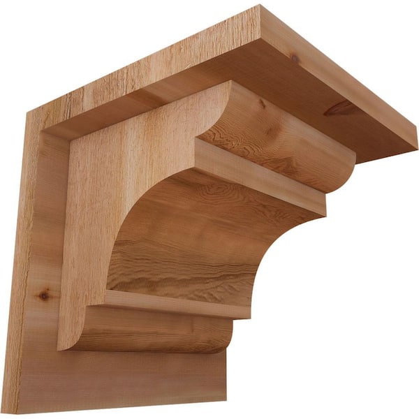 Ekena Millwork 8 in. x 8 in. x 8 in. Western Red Cedar New Brighton Rough Sawn Corbel with Backplate