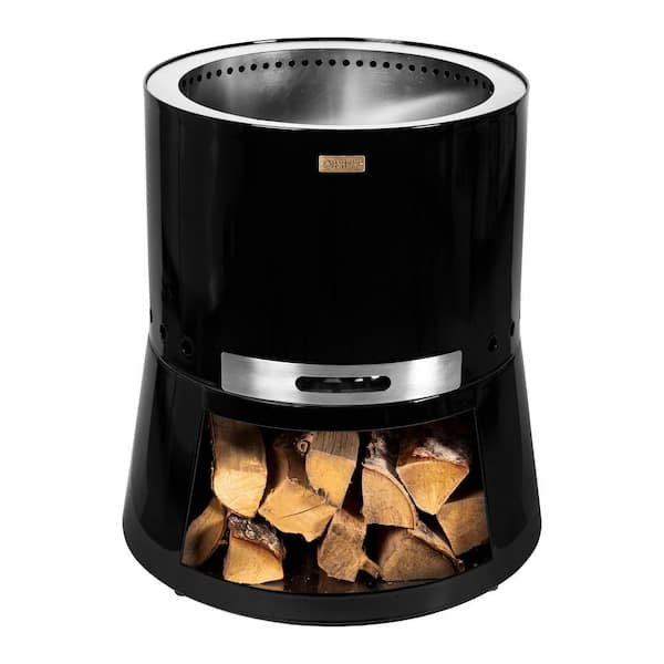 Smokeless Fire Stove Pilar 50 Premium, Clean-Burn Fireplace and Grill, Black Enameled Steel