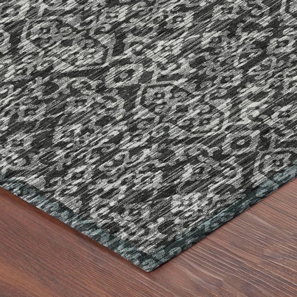 Chantille Machine Washable Indoor/Outdoor Abstract ACN2712 Black 9 ft. x 12 ft. Area Rug