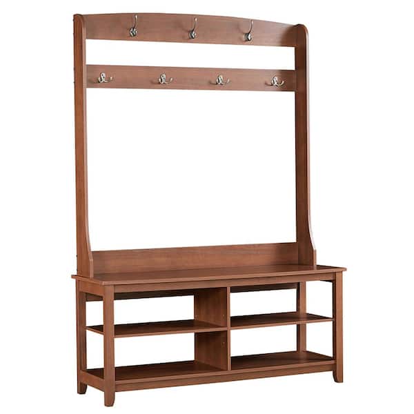 SAINT BIRCH Salisbury 49.3 in. Rustic Brown Hall Tree and Shoe Bench