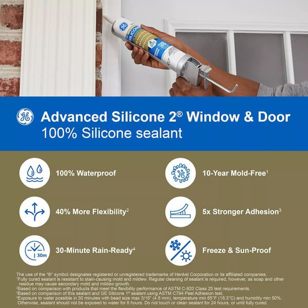 Advanced Silicone 2 Caulk 10.1 oz Window and Door Sealant Clear (12-pack)