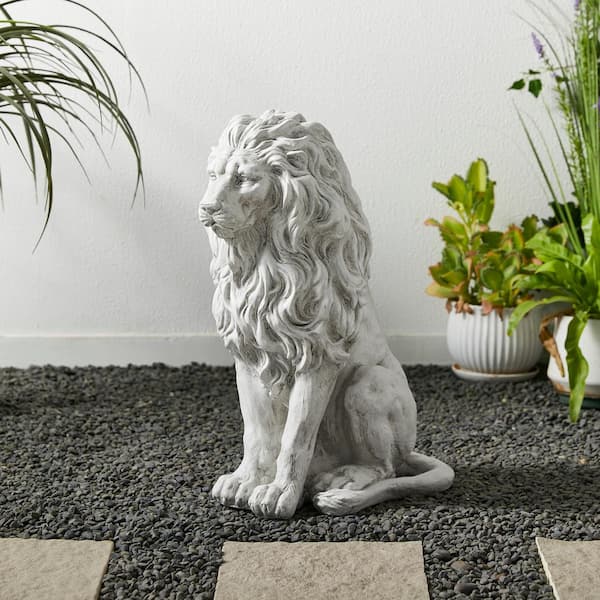 Glitzhome 20.75 in. H MGO White Guardian Sitting Statue 2025400072