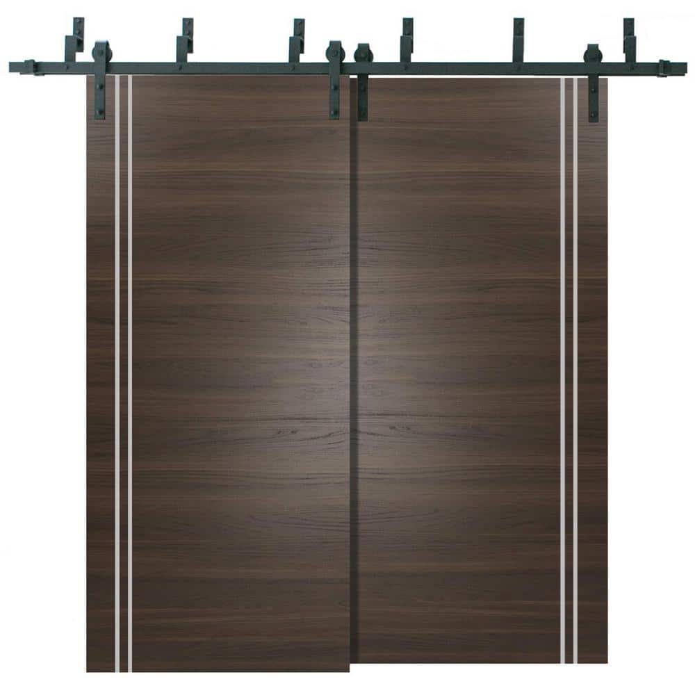84 in. x 84 in. 2 Panel Chocolate Ash Solid Wood with Honeycomb Sliding Barn Door with Hardware Kit price history on PriceWatchPro