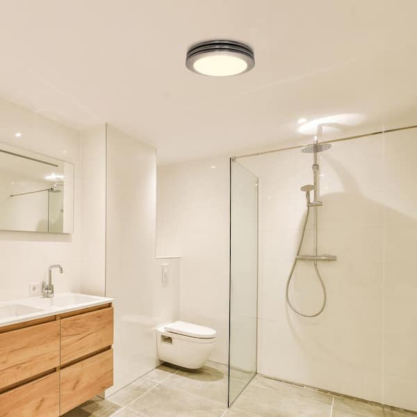 Akicon - Bathroom Exhaust Fan Light, 80 CFM 2-Sones, 15-Watt Dimmable 3000K/4000K/5500K 3CCT LED Light (Brushed Nickel)