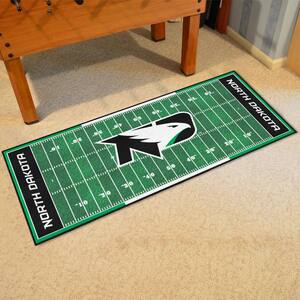 NCAA University of North Dakota Green 3 ft. x 6 ft. Football Field Runner Rug
