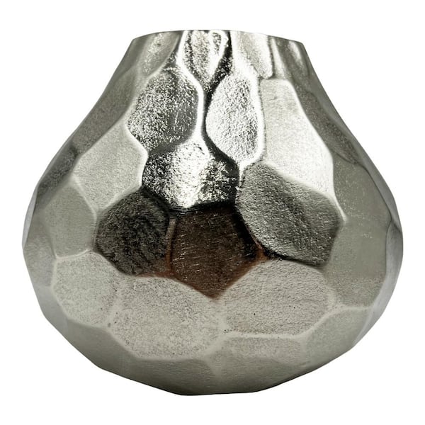 castellousa 8 in. Decorative Aluminum Volcano Vase in Nickel