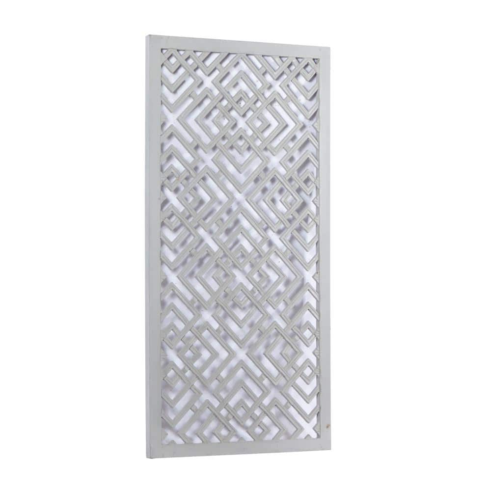 Gray Geometric Carved Wood Wall Decor with Gold Trim