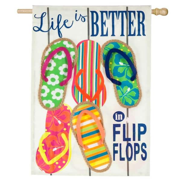 Evergreen Enterprises 2-1/3 ft. x 3-2/3 ft. Life Is Better In Flip Flops Suede House Flag