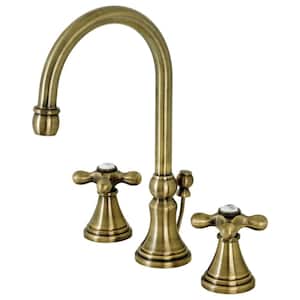 Governor 8 in. Widespread Double Handle Bathroom Faucet in Antique Brass